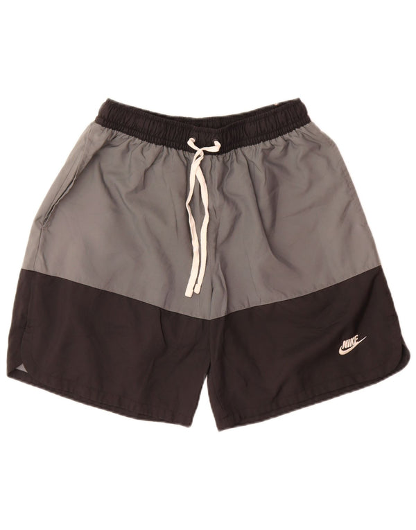 Shorts de natação masculino Nike médio cinza colorblock poliéster
