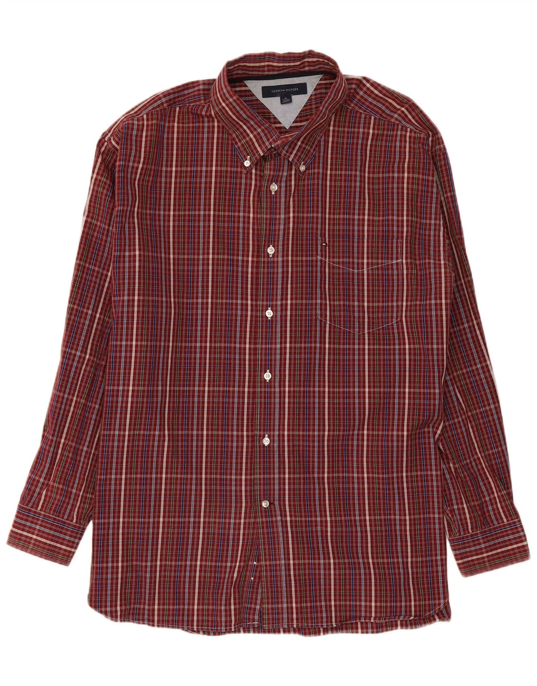Camisa masculina TOMMY HILFIGER XL algodão xadrez Borgonha