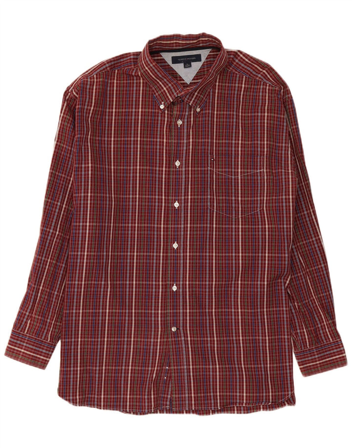 Camisa masculina TOMMY HILFIGER XL algodão xadrez Borgonha