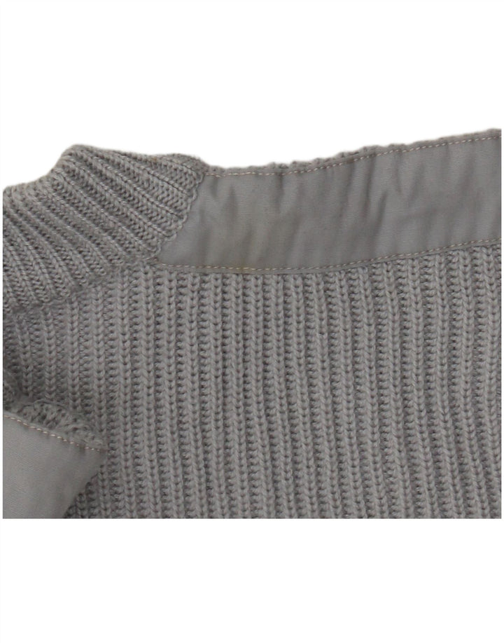 Suéter cardigã masculino vintage cinza médio retrô