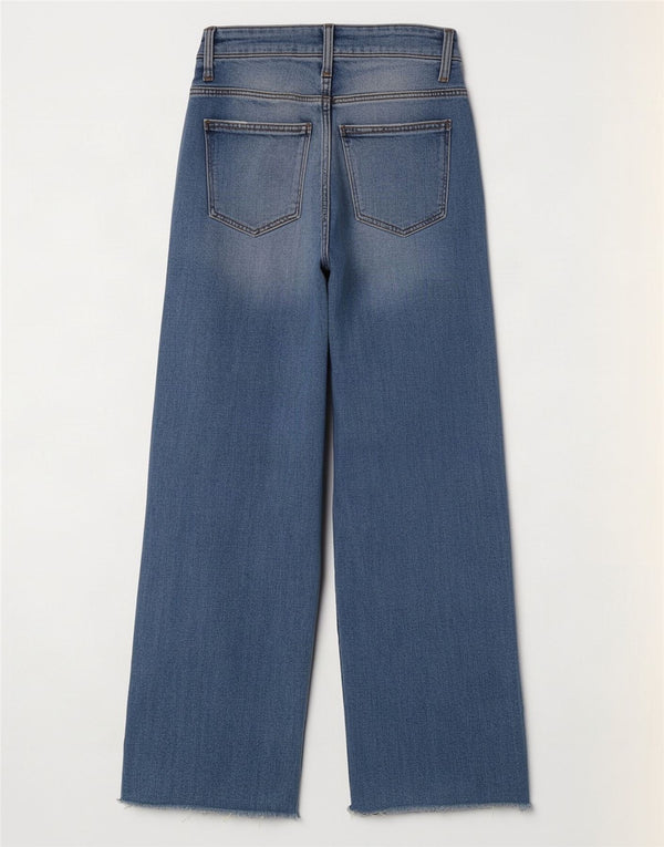 Zara Jeans feminino cintura alta com perna larga EU 34 2XS W24 L27 azul