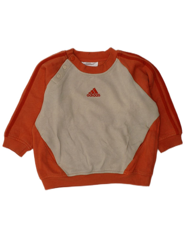 ADIDAS Suéter para bebês meninas 12-18 meses laranja colorblock algodão