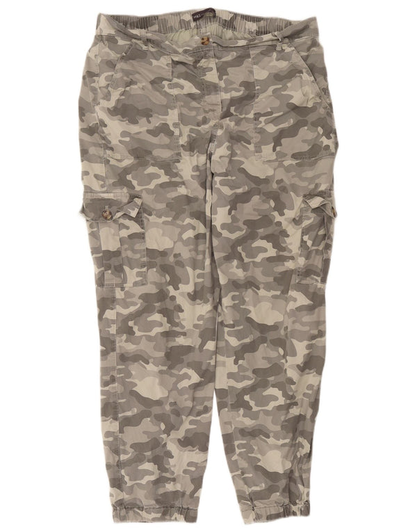Calça cargo feminina Marks & Spencer UK 18 XL W36 L28 cinza camuflada