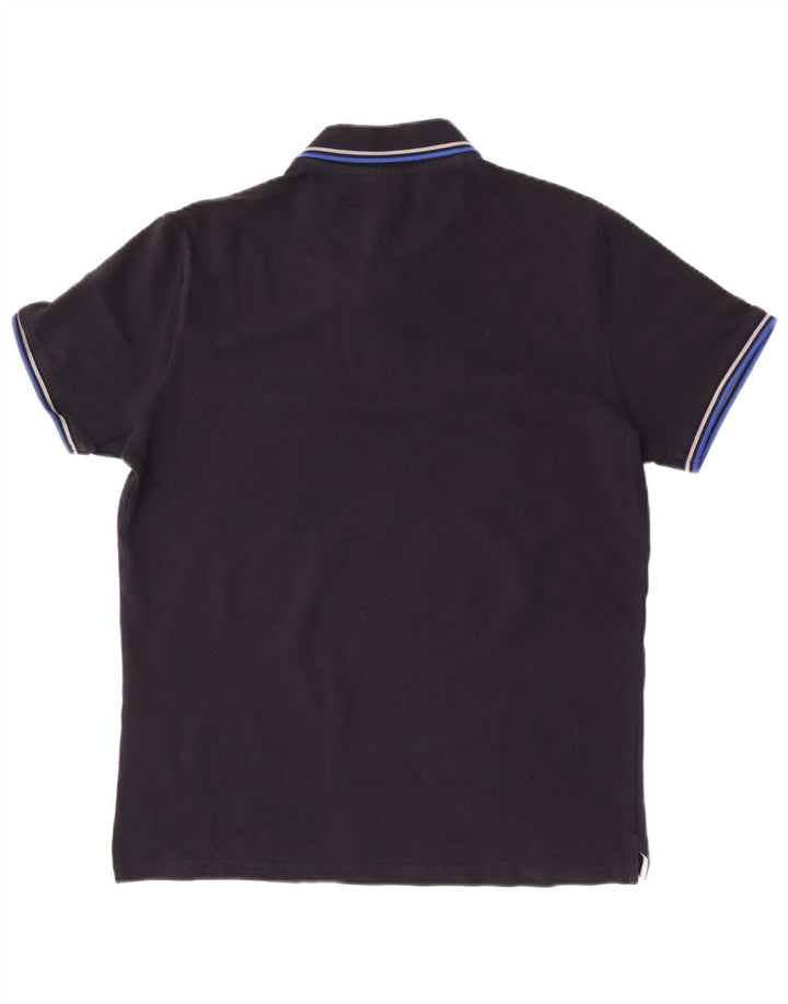 Camisa polo masculina Champion grande algodão listrado azul marinho