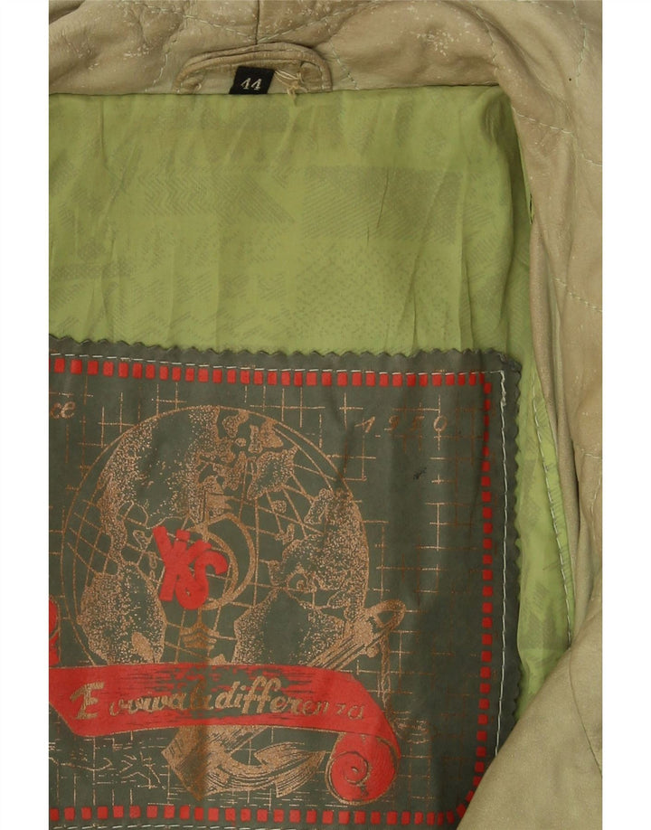 Casaco de couro oversized feminino vintage EU 44 XL couro verde