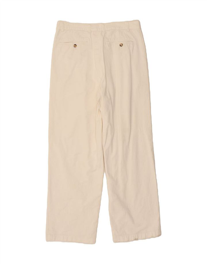 SLAM Womens Straight Suit Trousers XL W34 L31 White Cotton Vintage Slam and Second-Hand Slam from Messina Hembry 