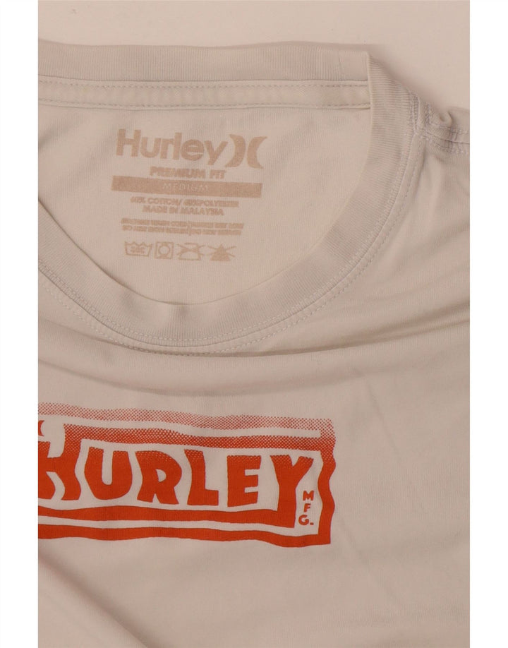 Camiseta masculina Hurley Premium Fit gráfica top médio algodão branco