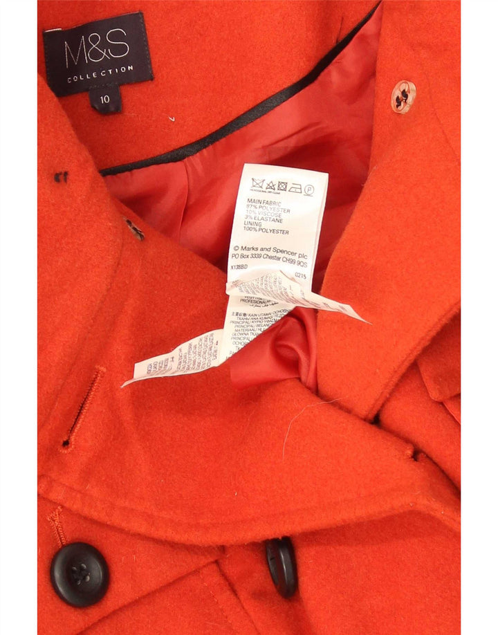 Casaco feminino Marks & Spencer com peito duplo Reino Unido 10 pequeno poliéster vermelho