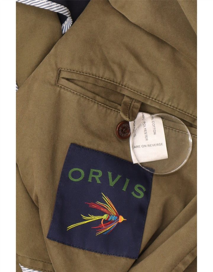 Jaqueta Blazer Masculina Orvis com 2 Botões Reino Unido 40 Grande Algodão Cáqui