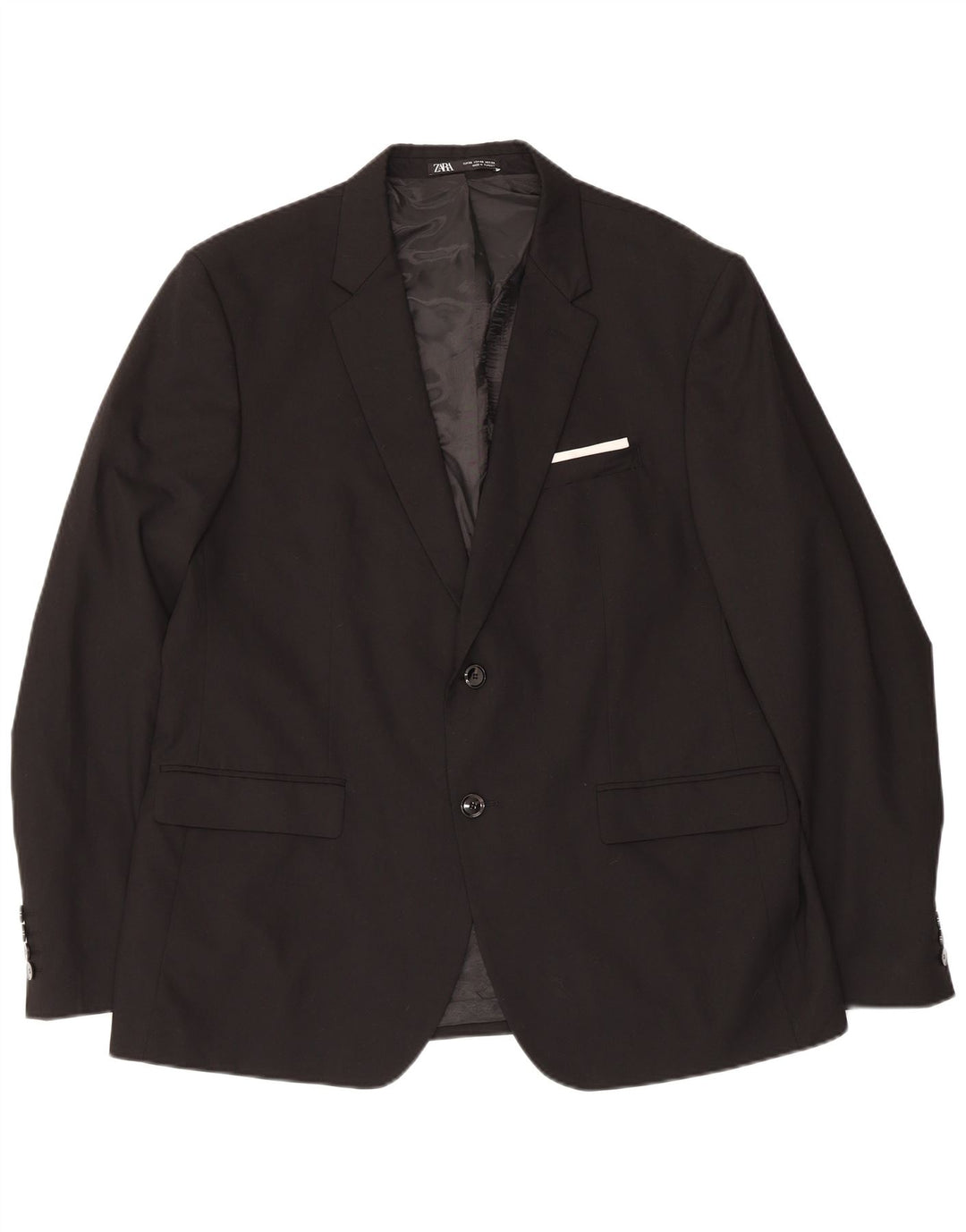 Jaqueta blazer masculina Zara com 2 botões EU 56 XL preto poliéster