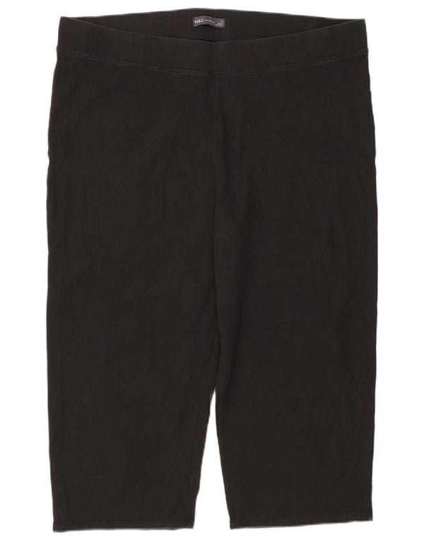 Leggings capri femininas Marks & Spencer Reino Unido 22 3XL algodão preto