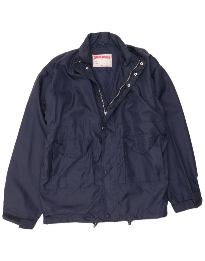 Jaqueta de chuva masculina Spalding com capuz UK 42 XL azul marinho poliamida