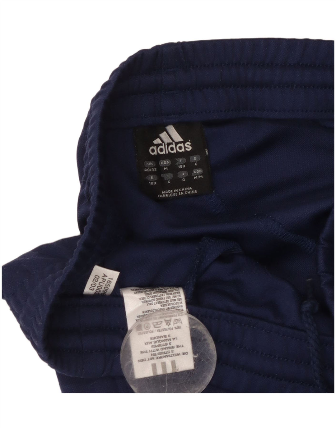 Calças de treino masculinas Adidas UK 40/42 poliéster azul marinho médio