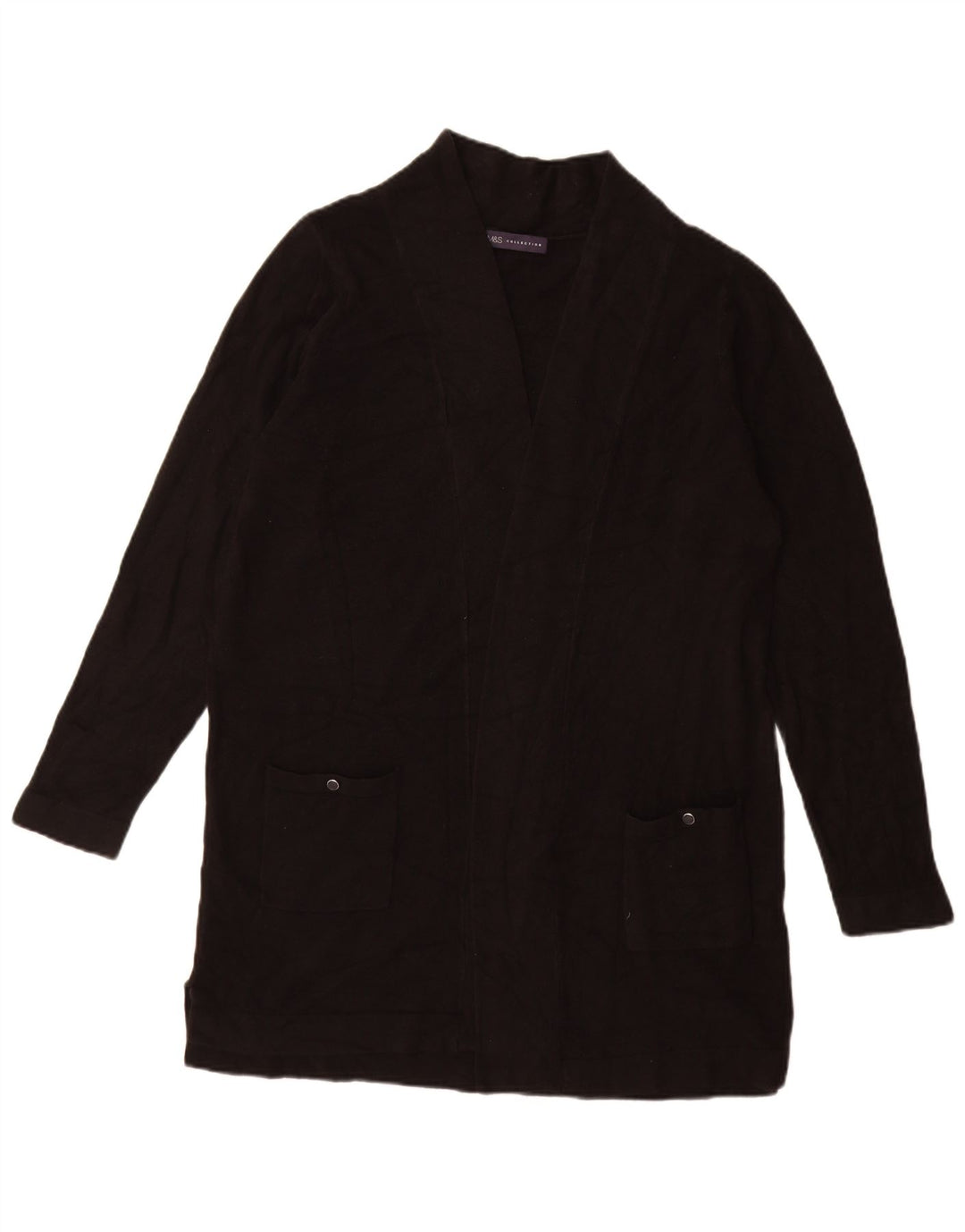 Marks & Spencer Suéter feminino Longline Open Cardigan Reino Unido 16 Grande Preto