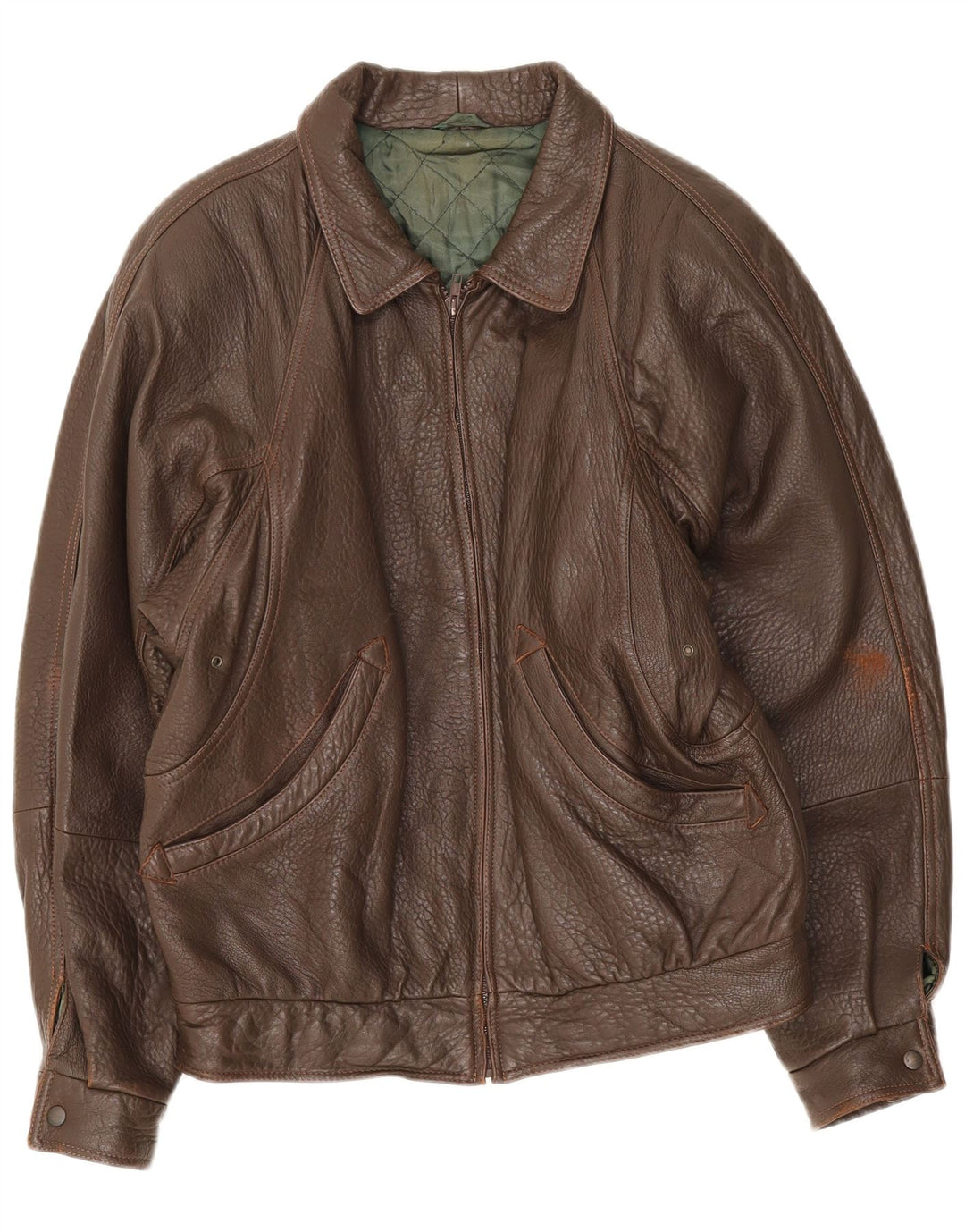 Jaqueta de couro masculina vintage IT 48 marrom médio