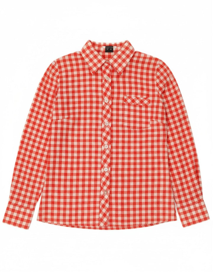 Camisa feminina SCALA UK 10 pequena algodão guingão vermelho