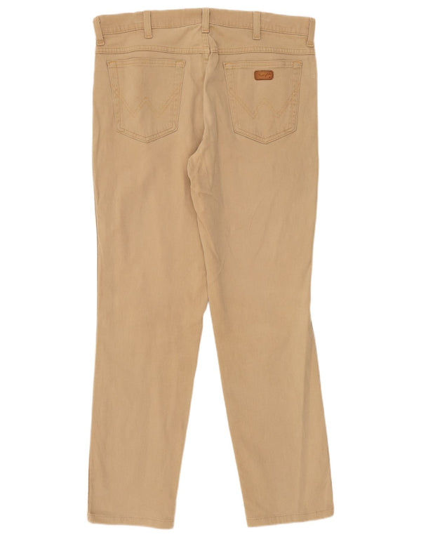 Wrangler Mens Texas Stretch Calça Casual Reta W36 L30 Algodão Bege