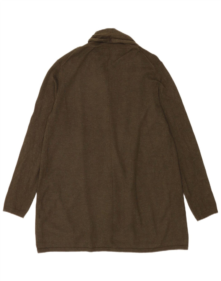 Suéter cardigã aberto feminino Zara Reino Unido 12 viscose cáqui médio
