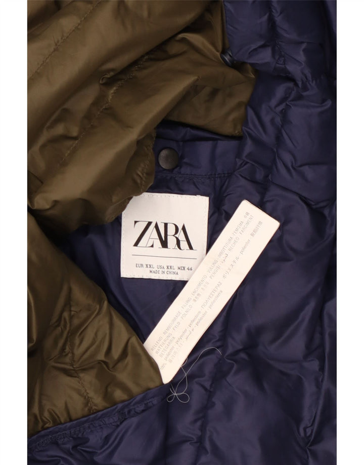 Jaqueta acolchoada masculina Zara UK 44 2XL poliéster azul marinho