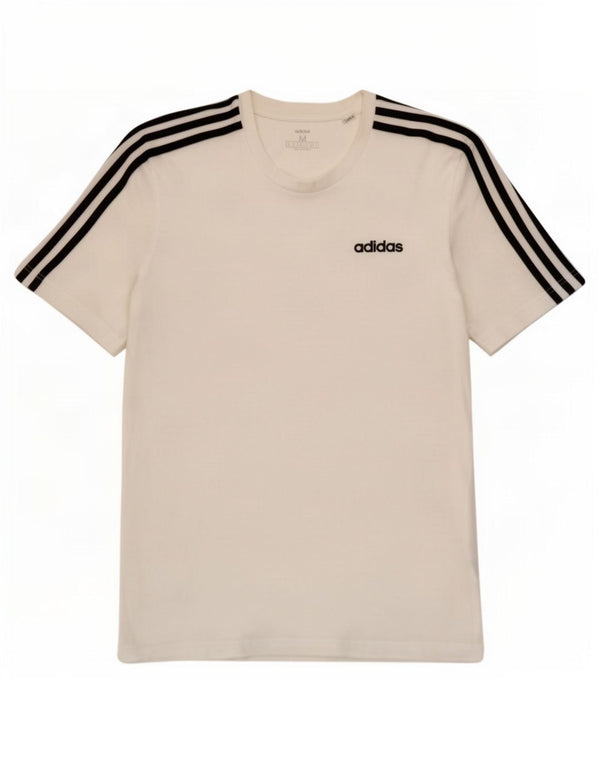 Adidas Mens Camiseta Top Médio Algodão Branco