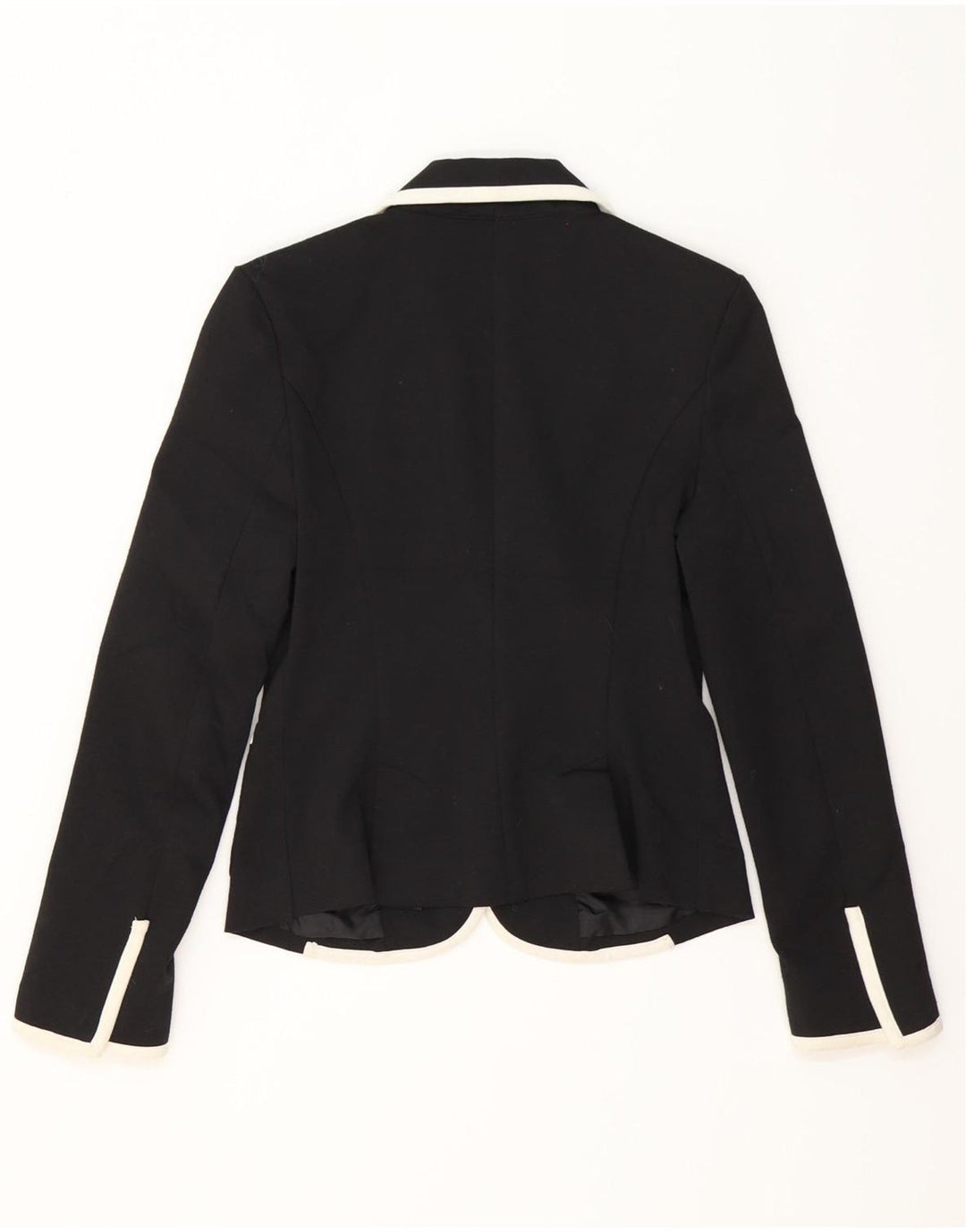 Jaqueta blazer feminina Zara com 2 botões UK 10 poliéster colorblock preto pequeno