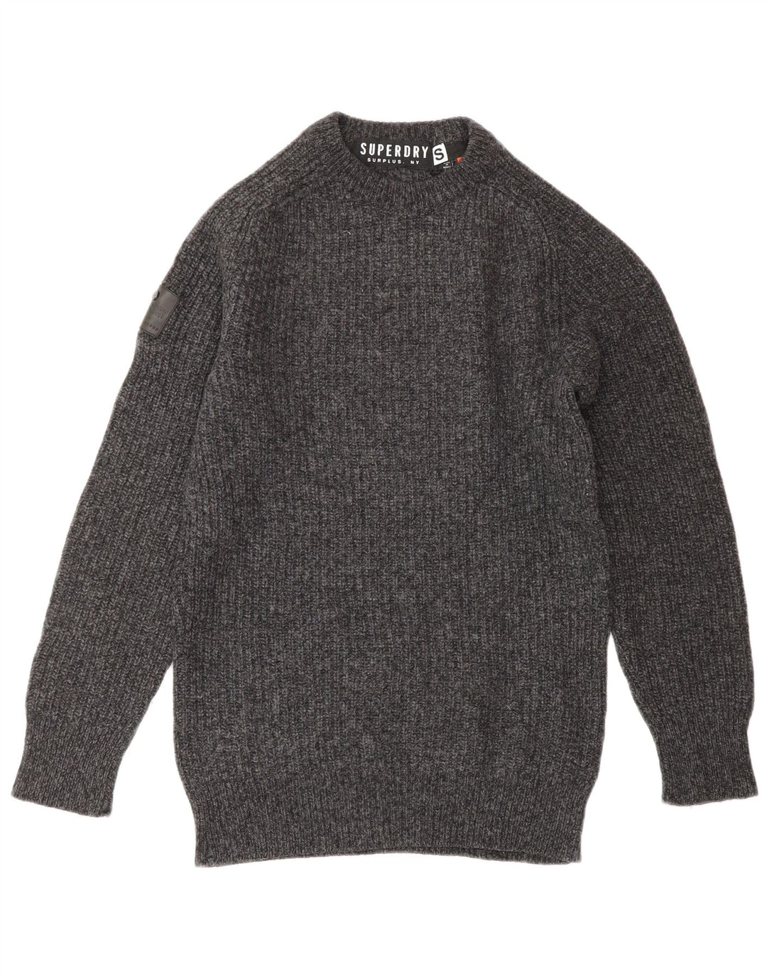 Suéter feminino Superdry com gola redonda e lã cinza pequena
