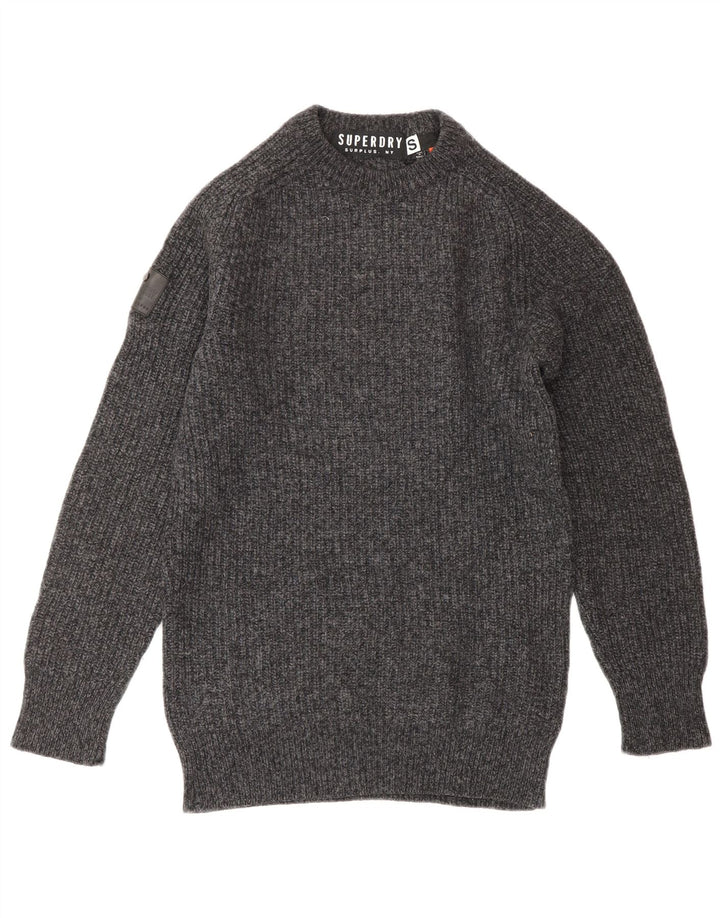 Suéter feminino Superdry com gola redonda e lã cinza pequena