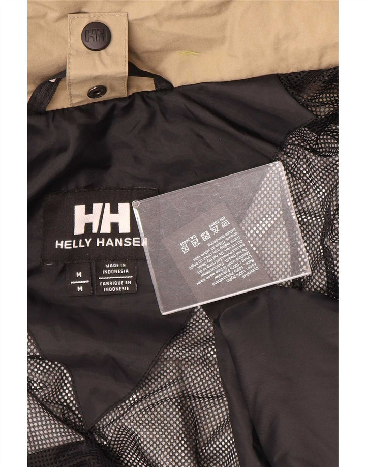 Jaqueta de chuva feminina Helly Hansen com capuz UK 14 Medium Beige Colourblock Nylon