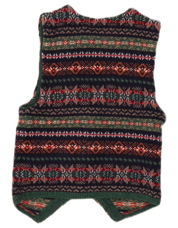 Colete feminino Zara UK 8 pequeno de lã geométrica multicolorida