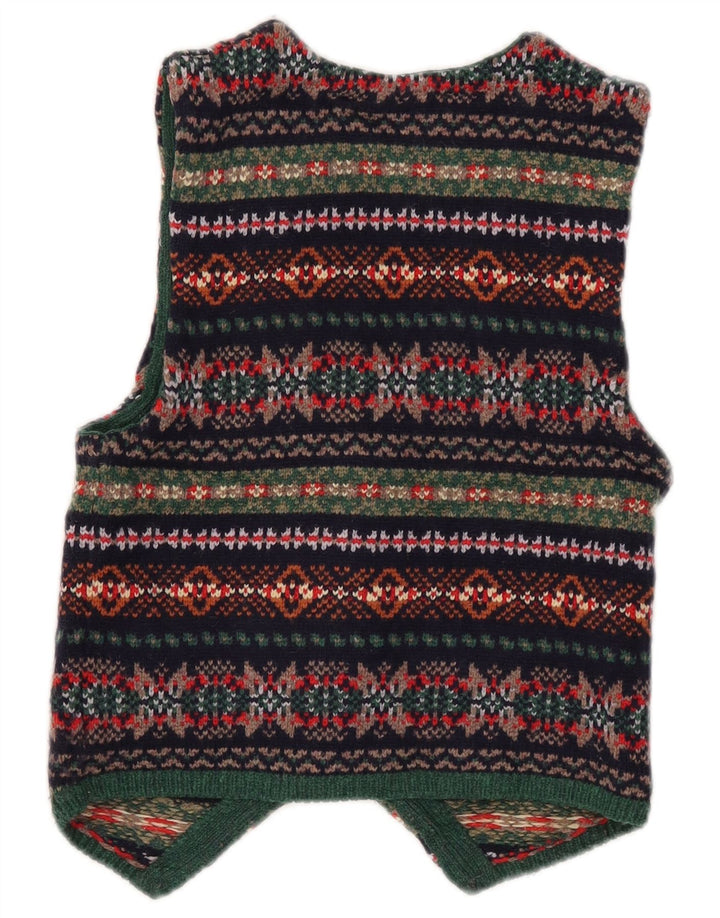 Colete feminino Zara UK 8 pequeno de lã geométrica multicolorida