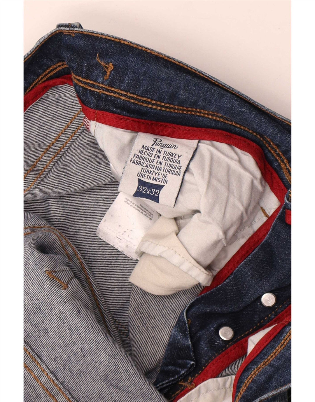 Penguin Mens Jeans Slim W32 L32 Azul Algodão