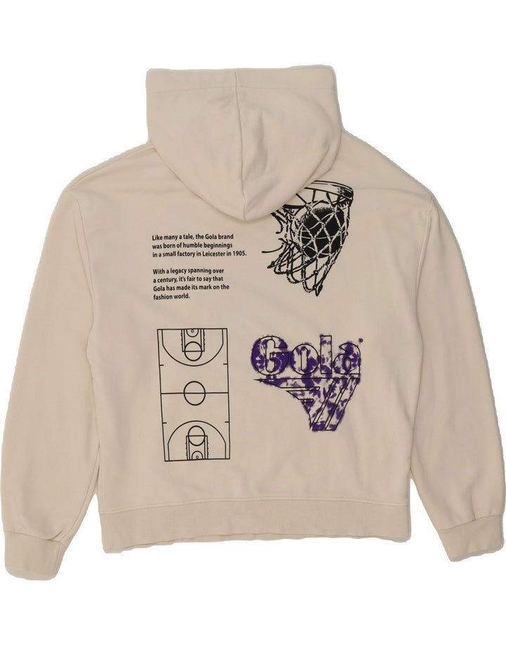 GOLA Mens Classic Fit Graphic Hoodie Jumper Small Beige Cotton Vintage Gola and Second-Hand Gola from Messina Hembry 