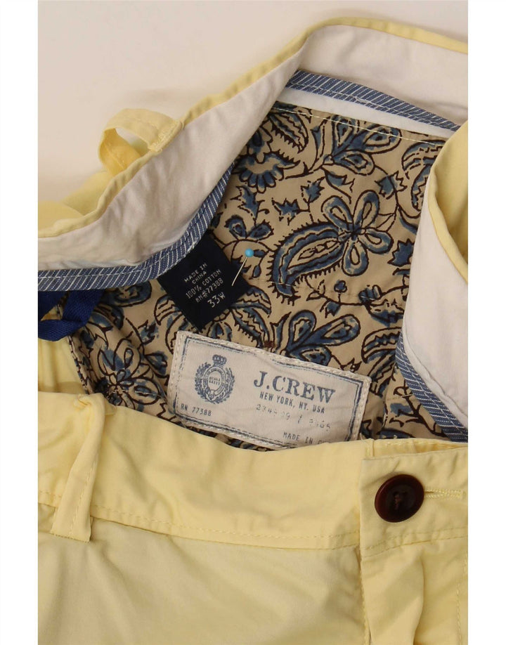 J. Crew Mens Chino Shorts W33 Algodão Amarelo Médio