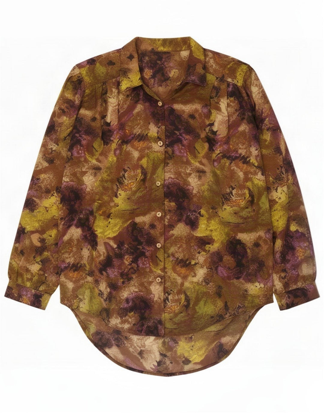 Camisa vintage feminina com padrão abstrato UK 20 2XL multicolorida