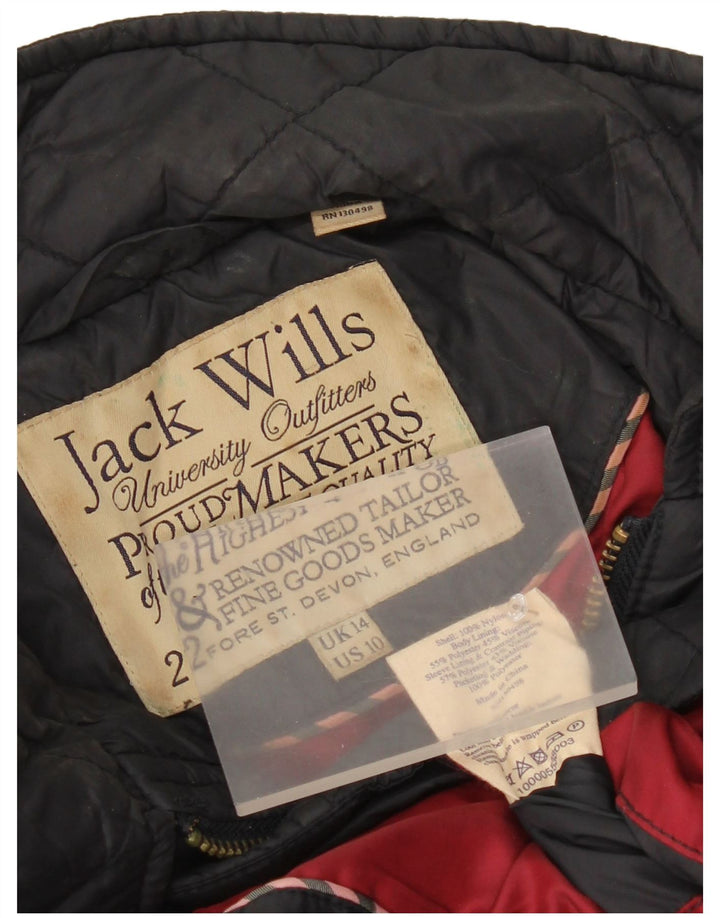 Jaqueta acolchoada feminina Jack Wills Reino Unido 14 grande nylon preto