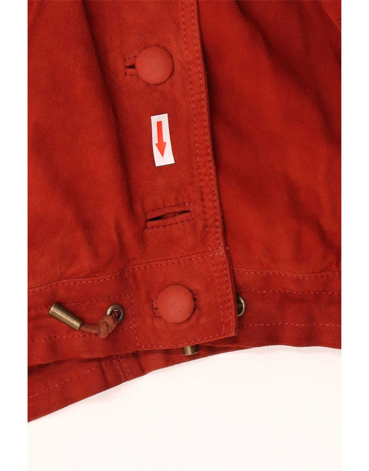 Jaqueta feminina vintage de camurça grande IT 44 couro vermelho médio