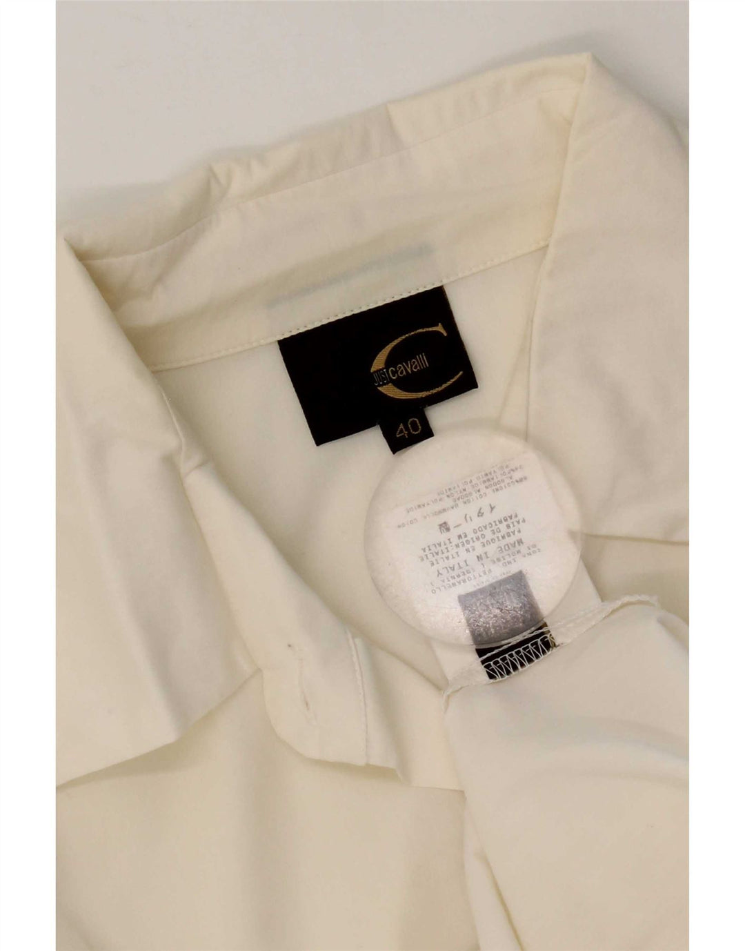 Camisa gráfica feminina Just Cavalli IT 40 algodão branco pequeno