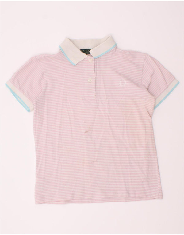 Camisa polo feminina Fred Perry 12-13 anos rosa risca de giz