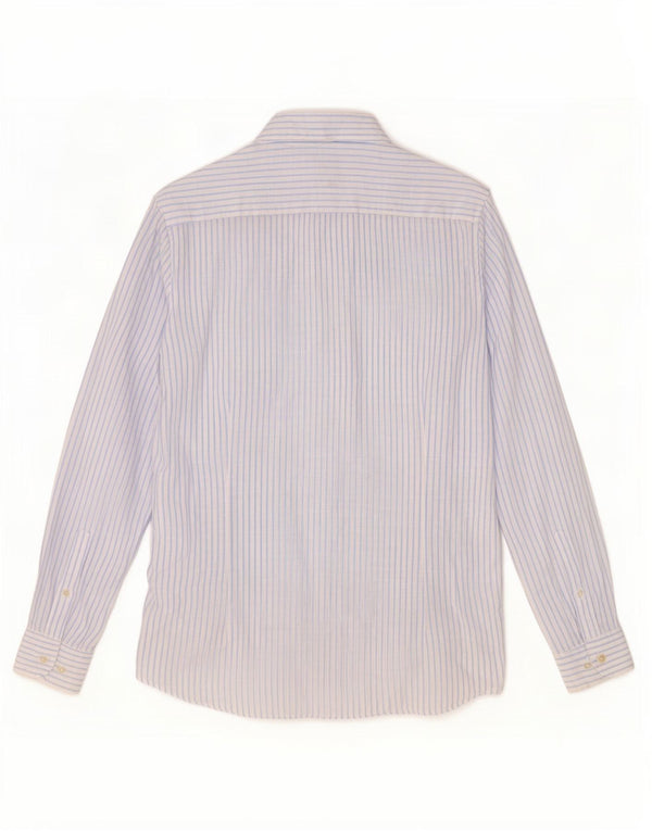 Camisa masculina Massimo Dutti grande linho listrado azul