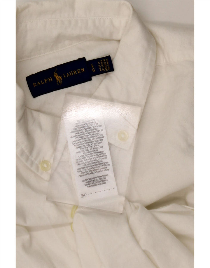 Camisa feminina de manga curta RALPH LAUREN Reino Unido 16 grande algodão branco