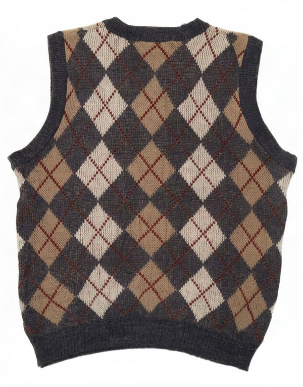 Woolworths Mens Colete Regata Grande Cinza Argyle/Diamante Acrílico