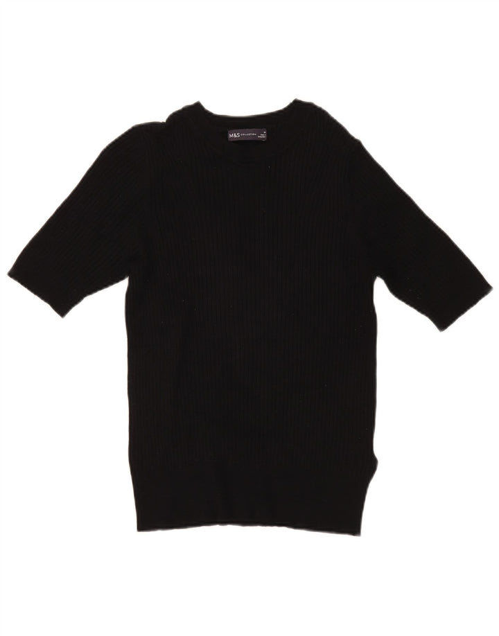 Suéter feminino Marks & Spencer com gola canoa Reino Unido 14 médio preto