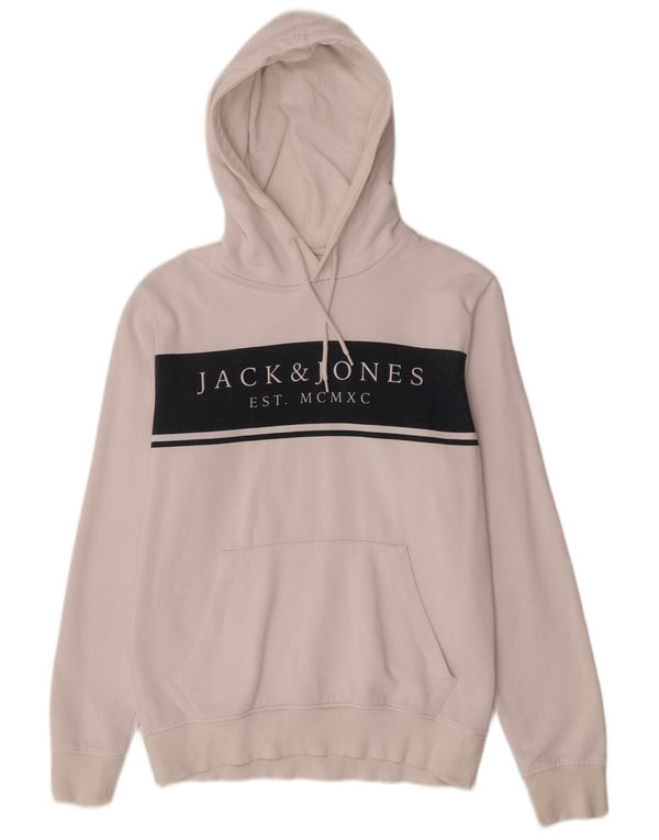 Jack & Jones moletom com capuz masculino gráfico pequeno algodão branco