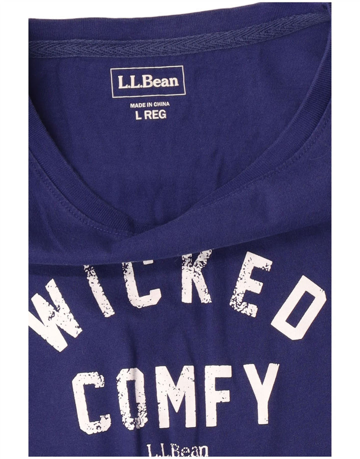 L.L.Bean Top gráfico feminino manga comprida Reino Unido 16 grande azul