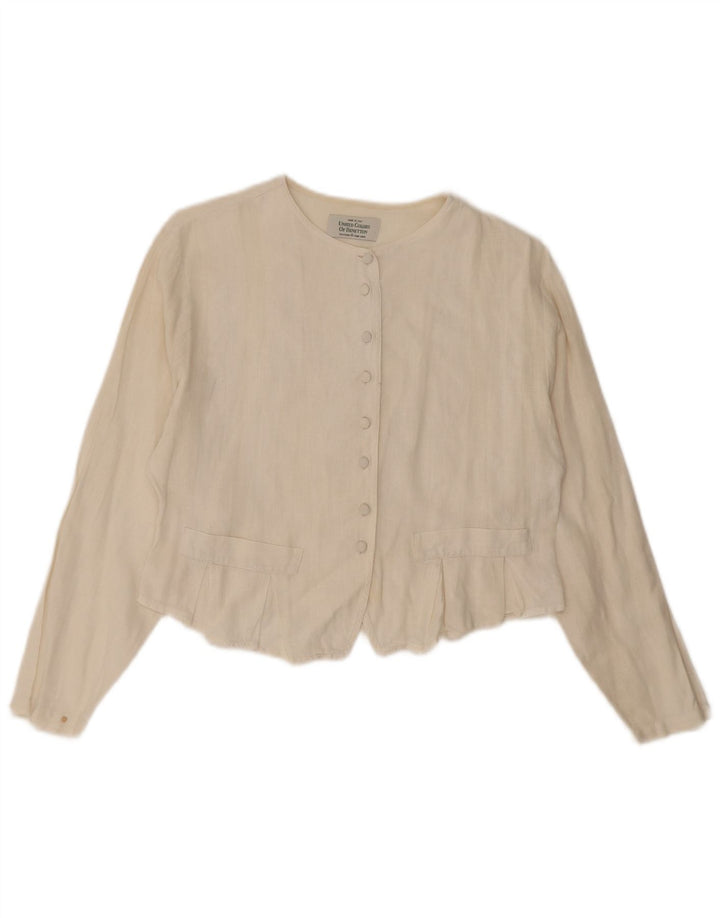 Blusa feminina Benetton cropped UK 14 médio off white
