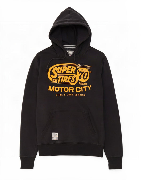 Superdry Mens Graphic Hoodie Jumper Médio Algodão Preto