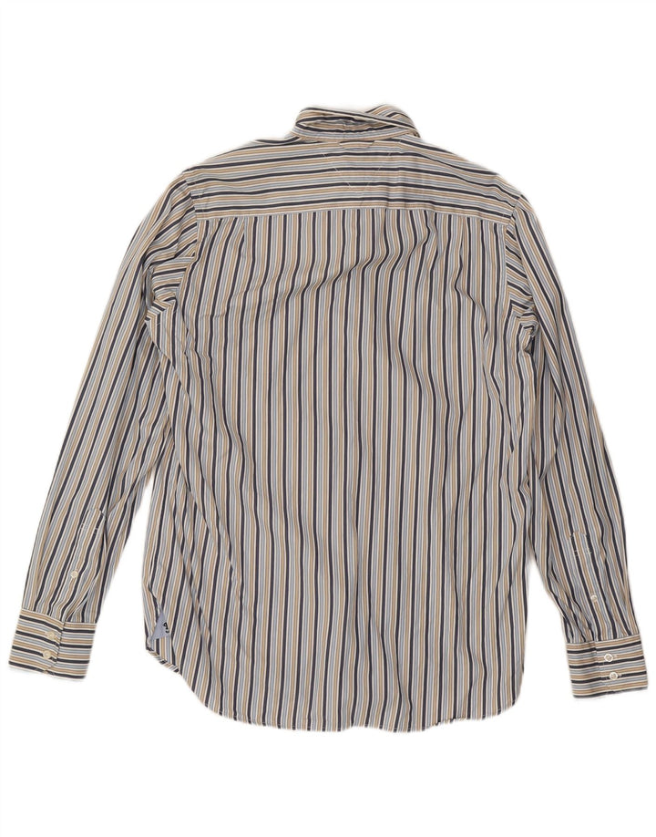 Camisa masculina TOMMY HILFIGER pequena listrada azul de algodão