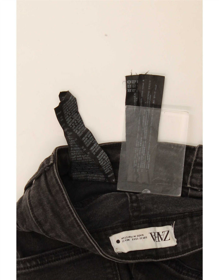 Zara Jeans feminino queimado EU 38 pequeno W28 L31 algodão preto