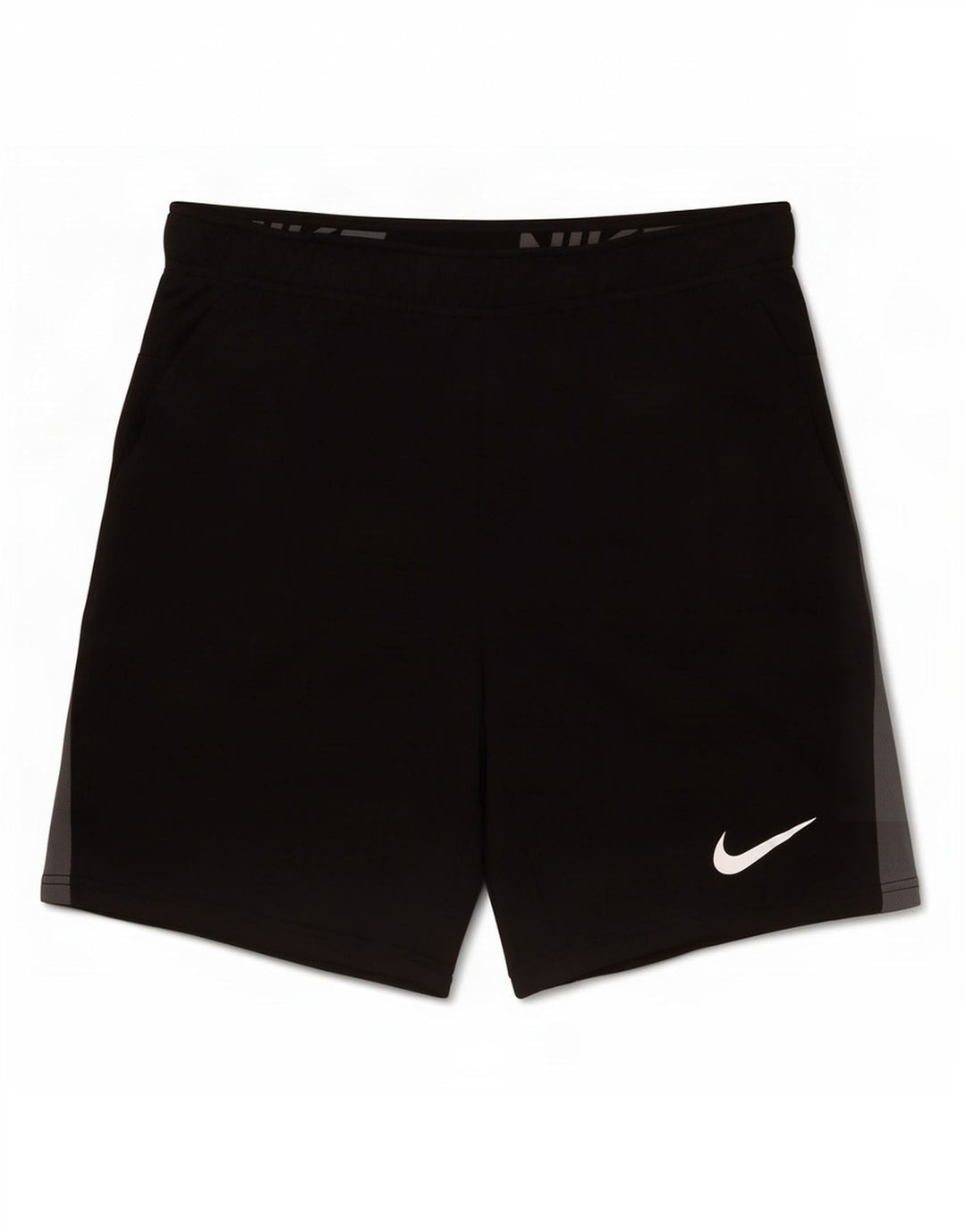 Shorts esportivos masculinos Nike Dri Fit médio preto colorblock poliéster