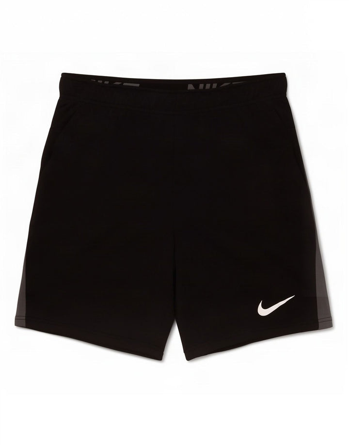 Shorts esportivos masculinos Nike Dri Fit médio preto colorblock poliéster